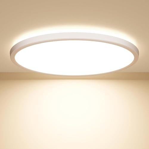 Generico Plafoniera LED 4000K 1600LM 18W Plafoniera LED Rotonda Piatta, 22,3 cm Bianco Neutro IP44 Lampada da soffitto Impermeabile per Bagno Cucina Corridoio