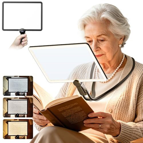 Magnifying Glass with Light for Reading, Rechargeable 5X Full Page Book Magnifer Neck Wearable Hands Free & Handheld Large Lighted Desk Magnifying Glasses for Crafts Close Work