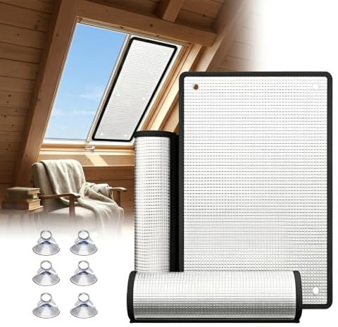 Dachfenster Garage Hitzeschutzfolie Fenster Sonnenschutzfolie,UV-Schutz, Fensterfolie Mit Saugnapf, Aluminiumfolie Isolierfolie,Wiederverwendbar(115x120cm)