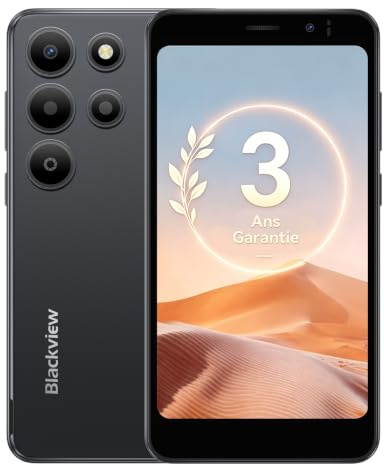 Blackview Wave 2C Telephone Portable Android 16 Smartphone Pas Cher, 5 HD+ IPS Smartphone, 12Go+32Go/ext 2To, 4G Double SIM/Déverrouillage Facial/GPS – Noir Shadow