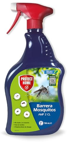 PROTECT HOME, insecticida Barrera de protección Total, Control Todo Tipo de Mosquitos y Moscas, Ideal para Exteriores, Interiores y Textiles. Mosquito Tigre.