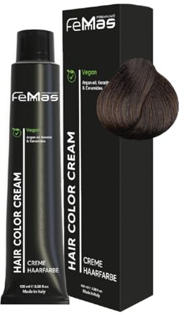 FemMas Tinte para el cabello Castaño Claro Refrescante 5.91 I Crema para el cabello con aceite de argán, queratina y ceramidas I Como coloración o tinte permanente para resultados de color brillantes
