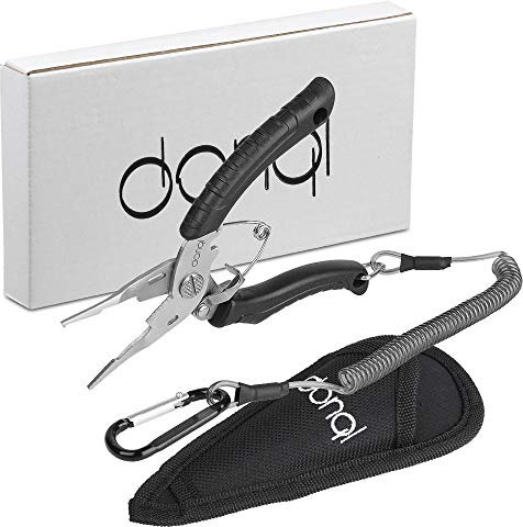DONQL Fishing Pliers Fishing Hook Remover Stainless Steel Fishing Tongs Multifunctional Split Ring Pliers Line Cutter Handy as Disgorger & Scissor