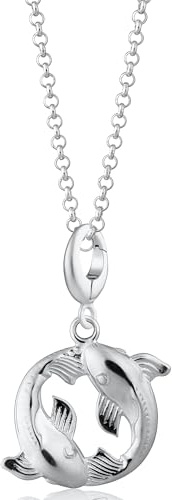 Lily Charmed Koi-Fische-Sternzeichen-Charm-Anhänger, Halskette, 925er Sterlingsilber oder 18 Karat vergoldet, mit 45,7 cm langer Kette, Metall