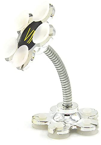 Rotatable Multi-Angle Double-Sided Phone Holder Suction Cup Stand Bracket Flowers Mount Stand 360 Degree Portable Suction (Silver)