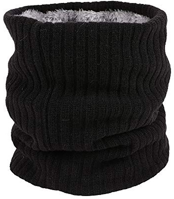 BOBKY Écharpe Femme et Homme Tour de Cou Chaud Tricot Hiver Foulard Unisexe Cache-Cou Tricoté Echarpe pour Ski Moto Bicyclette Escalade Randonnée (Noir)