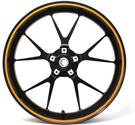 Felgenrandaufkleber Felgenrand Stripes Breite 7mm Matt Glanz Carbon mit Montagetool 16 17 18 19 Zoll Zubehör für Auto Motorrad Felgen Aufkleber (Orange)