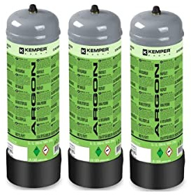 KEMPER - Confezione da 3 bombole di gas ARGON PUR 110 Bar 2,2 litri Saldatura semiautomatica MIG-caramella gas Grande capacità usa e getta