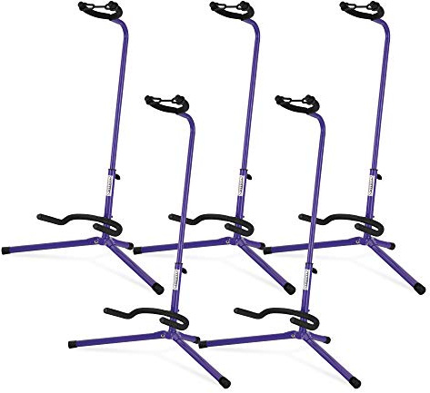 5x Classic Cantabile Gitarrenständer - Universal Gitarrenständer für Konzertgitarre, Westerngitarre, E-Gitarre, E-Bass - Gepolsterte Auflage - Klappbarer Gitarrenständer - Lila