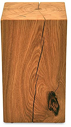 ms factory Holzblock Eiche Massiv - Handgefertigter Holzklotz - Rustikale Holzsäule - Beistelltisch Hocker Dekosäule - 20 x 20 x 40 cm
