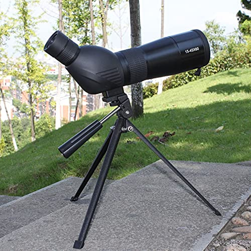 Zoom Monokular-Teleskop 15-45X60Wasserdichte Hd-Vogelbeobachtung Mit Stativ Jagd-Spektiv 45 Grad Abgewinkeltes Auge Schwarz