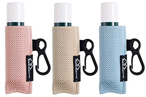 WK IEASON Lip Balm Holder Keychain Single 3pcs Clip on Chapstick Sleeves Holder Pouch Tight-Knit Elastic Lipstick Sleeve (Beige/light blue/light indipink)