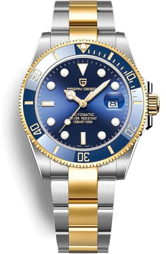 RollsTimi Nuovi Uomini Orologio Da Polso Meccanico di Lusso Lunetta In Ceramica Orologio Automatico Vetro Zaffiro Orologio per Gli Uomini Relogio Masculino (oro blu)