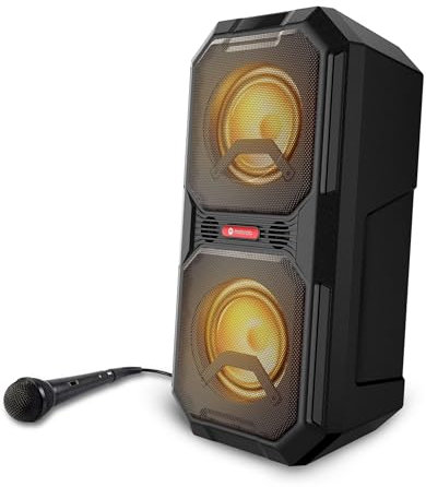 Motorola Sound ROKR 820-80W - Altoparlante Bluetooth senza fili con luci a LED, tecnologia True Wireless con microfono karaoke, fino a 20 ore di autonomia di riproduzione multipli: AUX/USB/MIC