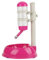 Standing Pet Water Dispenser and Food Bowl, Height Adjustable Cage Water Bottles for Rabbits Pet Water Feeder Automatic Water Drinking Fountain Bottle for Small Animal(Pink)
