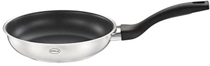 RÖSLE Basic Line Bratpfanne Ø 20 cm, Universalpfanne mit Antihaftversiegelung ProPlex, Edelstahl 18/10, induktions- und spülmaschinengeeignet, Silberfarben / Schwarz