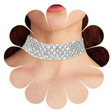 Inilbran Collier Tour De Cou Boho Paillettes Collier Collier Argent Vintage Collier Tour De Cou Punk Blanc Collier Collier Tennis Large Bijoux Pour Femmes Ou Filles