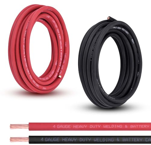Shirbly 4 Gauge Battery Cable, 20FT Red + 20FT Black 4 AWG Pure Copper Wire Welding Cable, for Automotive, Battery, Solar and Generator, Standard USA OFC Wire
