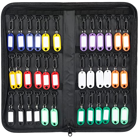 Uniclife Organizzatore di Custodie per Chiavi con Cerniera Impermeabile e Ignifugo con 36 Ganci e Cartellini Portachiavi Portatile per Uffici Agenzie Immobiliari Hotel e Gestori di Affitti