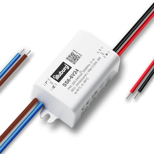 LED Trafo 24V 6W Wasserdicht IP66 Kompakt 55x30x22mm Flackerfrei für LED Strip Lampe LED Netzteil Treiber Power Supply