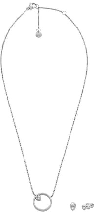 Skagen Damen Edelstahl oder Halbedel mit Karabinerverschluss Ring Anhänger Halskette