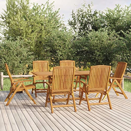 Festnight Gartenmöbel Set Gartentisch mit Stühlen Set 6 Personen Sitzgruppe Garten Essgruppe Holz Gartentisch Set mit 6 Stühlen Klappbar Gartengarnitur Sitzgarnitur Esstisch Massivholz Teak