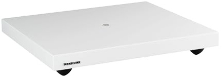 Fluance IB40 Plattenspieler Isolation Base – Anti-Vibrations Holzplattform mit höhenverstellbaren Füßen & Wasserwaage – Verbesserte Klangklarheit – Universelle Kompatibilität – Piano Weiß