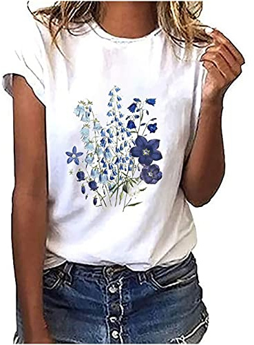 Camiseta de Manga Corta Mujer 2026 Moda Casual Estampado Amor Suelto Cuello Redondo Tops T-Shirt Deporte Fiesta Camisa Original Algodon Cómodo Verano Basic tee