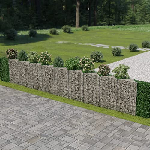 Iiaky Mur de Gabion Acier galvanisé 630 x 30 x 100 cm,Bordure Pierre,Kit Gabion,Gabion Jardiniere