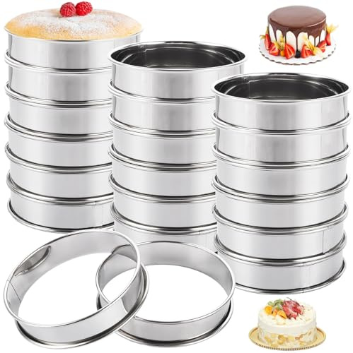 LOPYXBR Lot de 20 Pièces Cercle Patisserie, 10,5 x 2,5 cm Cercle Tartelette, Ronds, Cercle a Patisserie pour Muffins, Desserts, Pâtisseries, Gâteaux, Pâtisseries