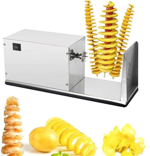 vanenferse Macchina Elettrica per Torri di Patate, Affettatrice a Spirale per Patate, Taglierina a Spirale per Patate Commerciale in Acciaio Inossidabile per Verdure, Cetrioli O Carote