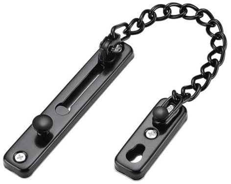 Serratura Porta Blindata in Acciaio Inossidabile, Serratura Porta Interna di Casa, Serratura per Porta Scorrevole con Bloccaggio Interno, Senza Punzonatura, Catena Spessa, per Porta Interna(Black)
