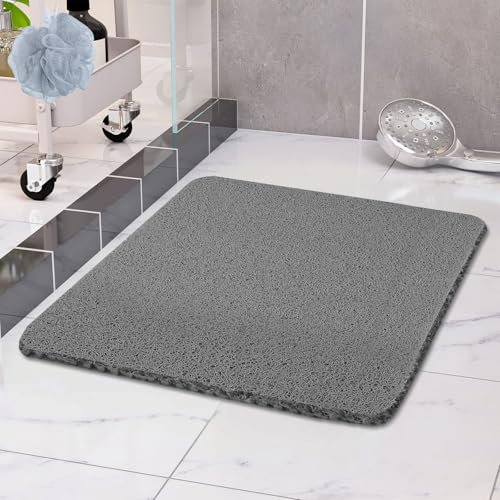 COSYLAND tappeto doccia antiscivolo - tappetino doccia antiscivolo morbido esfoliante - tappeto doccia per bambini e anziani, con drenaggio rapido in PVC, 60x60cm(Grigio)