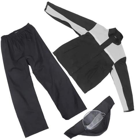 HAPINARY Traje de Lluvia para Motocicleta XL PU Adhesivo Negro 1 Juego | Chaqueta y Pantalones Impermeables, para Hombre, Uso Exterior y Conducción, Sencillo y Fácil de Poner