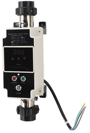 Genérico Calentador de Piscina de 2,7 a 3,3 KW, Calentador de Agua Eléctrico para Piscina, Termostato de con Pantalla Digital para Bañera Swimming Pool Heater de 220 a 240 V