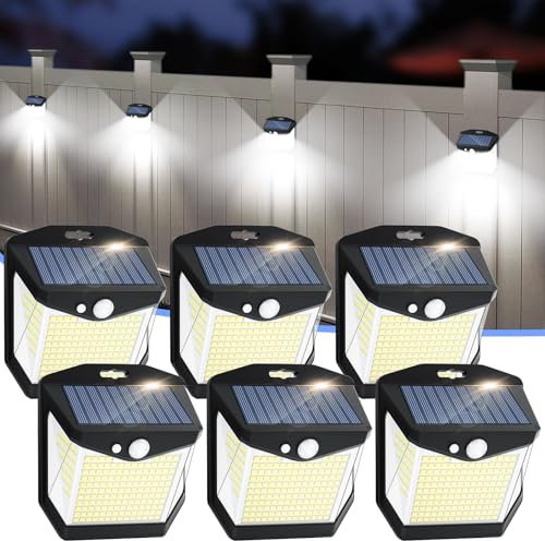 Vanranger Solar Security Lights Outdoor Garden: 248 LED Motion Sensor Flood Light 3 Modes Outside Solar Wall Lights 270° Wide Angle Lighting IP65 Waterproof for Fence Front Door Yard Garage 6 Pack