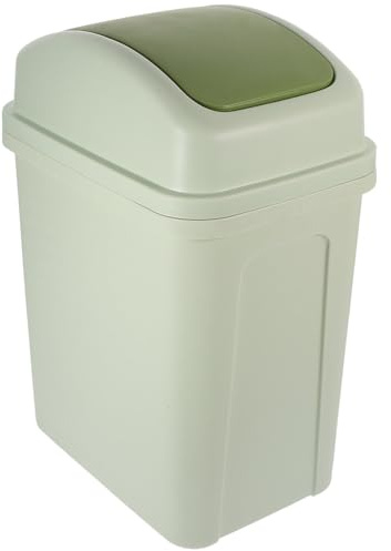 VALICLUD Poubelle à Couvercle Basculant Extra Large en Plastique Épais 30 Litres Couleur Vert Crème Cuisine et Salle de Bain Design Compact et Pratique