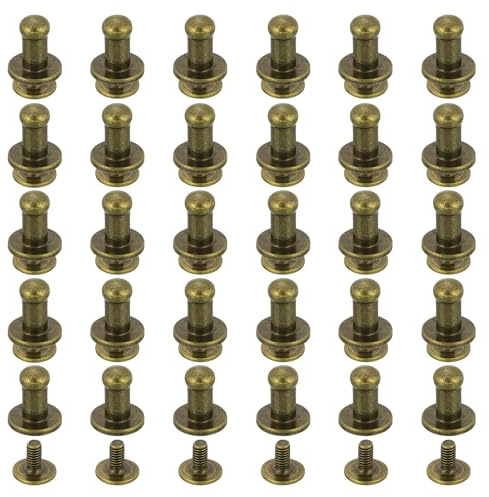 QUARKZMAN 60 vis Chicago à tête ronde 4mm pour rivetage cuir DIY bronze | réparation sacs/ceintures/chaussures, décoration