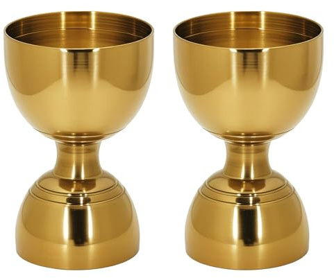 2 Pcs Gold Cocktail Measuring Jigger, Double Sided Stainless Steel Bell Cocktail Jigger 0.25/0.5/0.75/1/1.5/2oz Drink Shot Measure Jigger for Bartending, Shot Measuring Cup Bartender Jigge