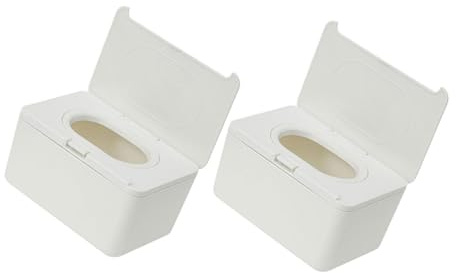 LRXIYODE Feuchttuchspender in Weiß 2 Stück-pack aus Kunststoff mit Deckel und Kompakter Größe Moderner Feuchttücherspender für Bad und Wohnzimmer