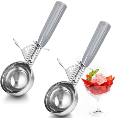 Fegtrtyoa Relexe Cookie Scoops 2pcs 4 Oz Scooper de Crème Glacée avec Déclencheur à Rejeter pour Une Scoop en Acier Inoxydable pour Le Contrôle des Portions