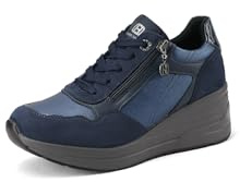 QUEEN HELENA Zapatillas altas para mujer, zapatillas de deporte con cuña X33-29, turquesa, 39 EU