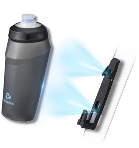 Rotates Cycling Magnetic Water Bottle with Bike Mount, 18oz 550ml, Leak-Proof, Washable Removable Push-Pull Cap, Cage-Free, Silicone Valve Strong Flow, Perfect for Outdoors, Cycling, MTB & Sports