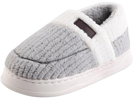 Zapatillas de estar por casa para hombre y mujer, suaves, de felpa, antideslizantes, cómodas, para invierno, para casa de campo, para exteriores e interiores, gris, 41 EU