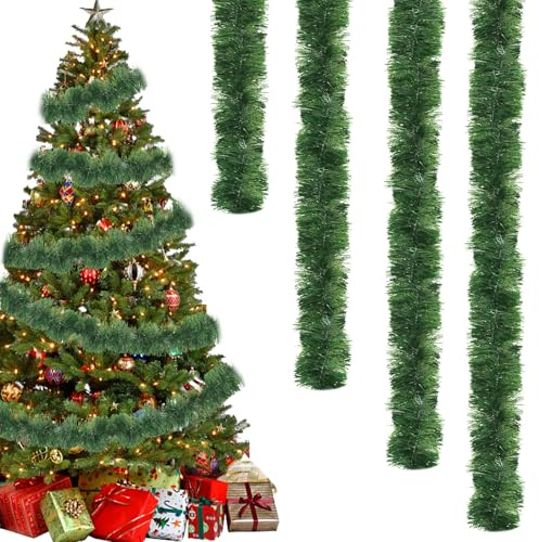 10 Meter Grüne Tannengirlande, Weihnachtsgirlande grün, Tannengirlande Weihnachtsgirlande Kunststoff, Girlande Weihnachten für Outdoor Indoor Weihnachtshochzeitsparty Kränze Dekoration