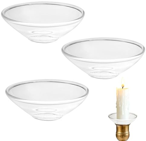 3stk Kerzen Tropfschutz, Runde Kerzen Tropfschutz Glas Hitzebeständige Wachsauffangbehälter für Hochzeiten Partys Kirchen Zuhause Kerzenständer