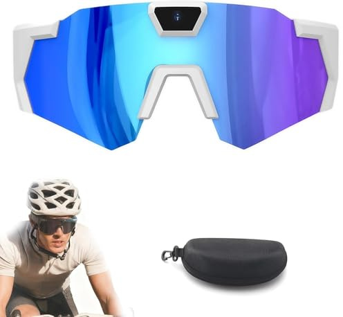 Dujuanus 4K HD Baseball Glasses with Camera, Lunettes intelligentes avec Caméra, Lunettes de Sport Caméra- Action Cam Bluetooth - pour Vélo/Moto/Randonnée/Ski (Blue-A,32GB)