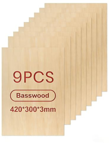 Madera contrachapada 3mm de tilo, 9 placas 420x300mm para DIY y modelismo