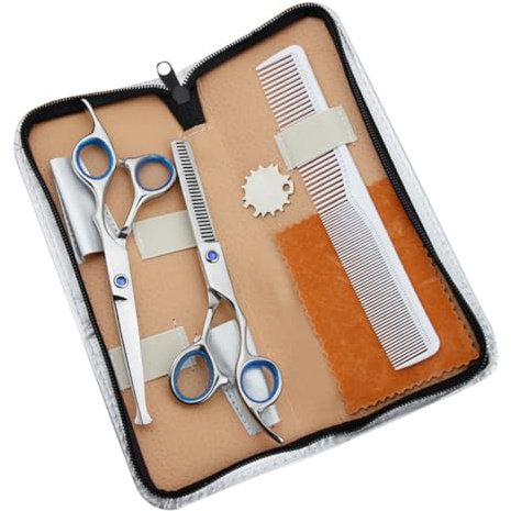 HAMPPLIES Friseurwerkzeuge Zufällige Farbe Professionelles Inklusive Aufbewahrungstasche und Reinigungstuch 5 Stück aus Stahl mit Ergonomischem Griff für Selbstgemacht Haarstyling zu Hause