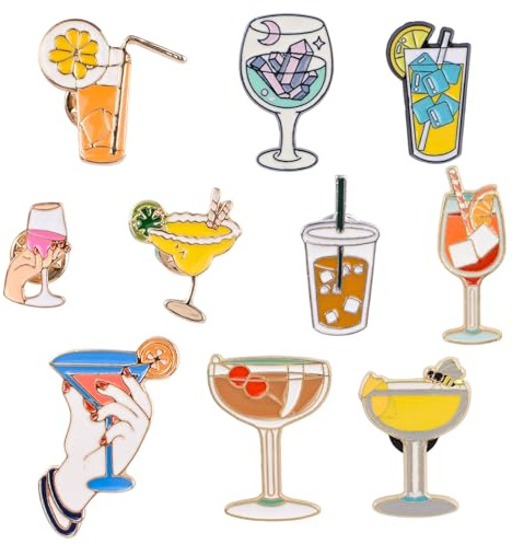 WANDIC Lot de 30 broches polyvalentes pour boissons, jus, tasse à vin, cocktail, mini verres à vin pour vêtements, sacs (10 styles)